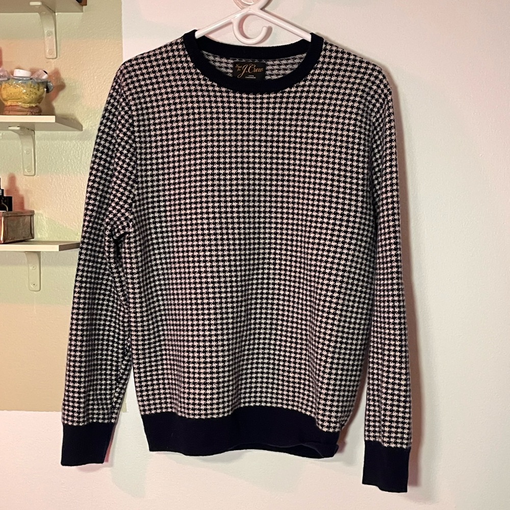 J Crew 100% Cashmere houndstooth sweater